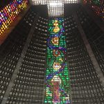 Lots of stained glass strips, joining the cross at the top, quite impressive